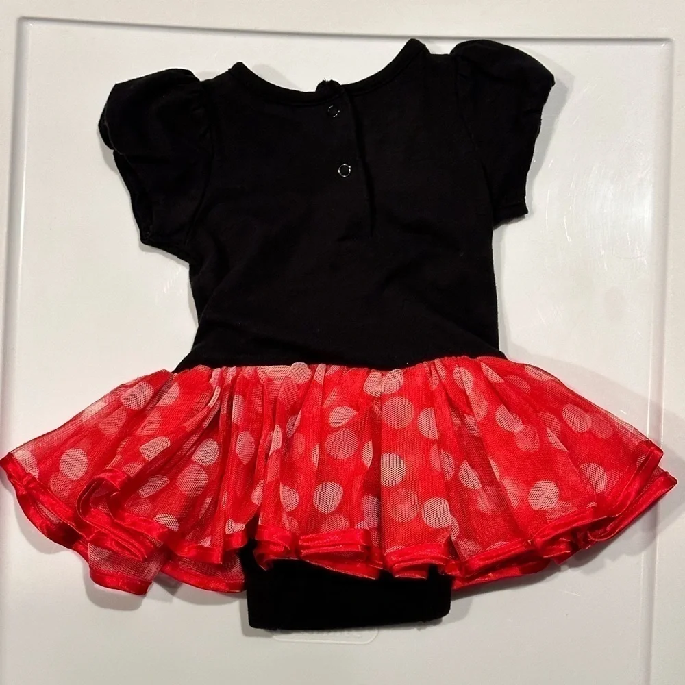 Disney Baby Minnie Mouse Tutu Onesie Bodysuit Red Polka Dot Skirt 3M Halloween